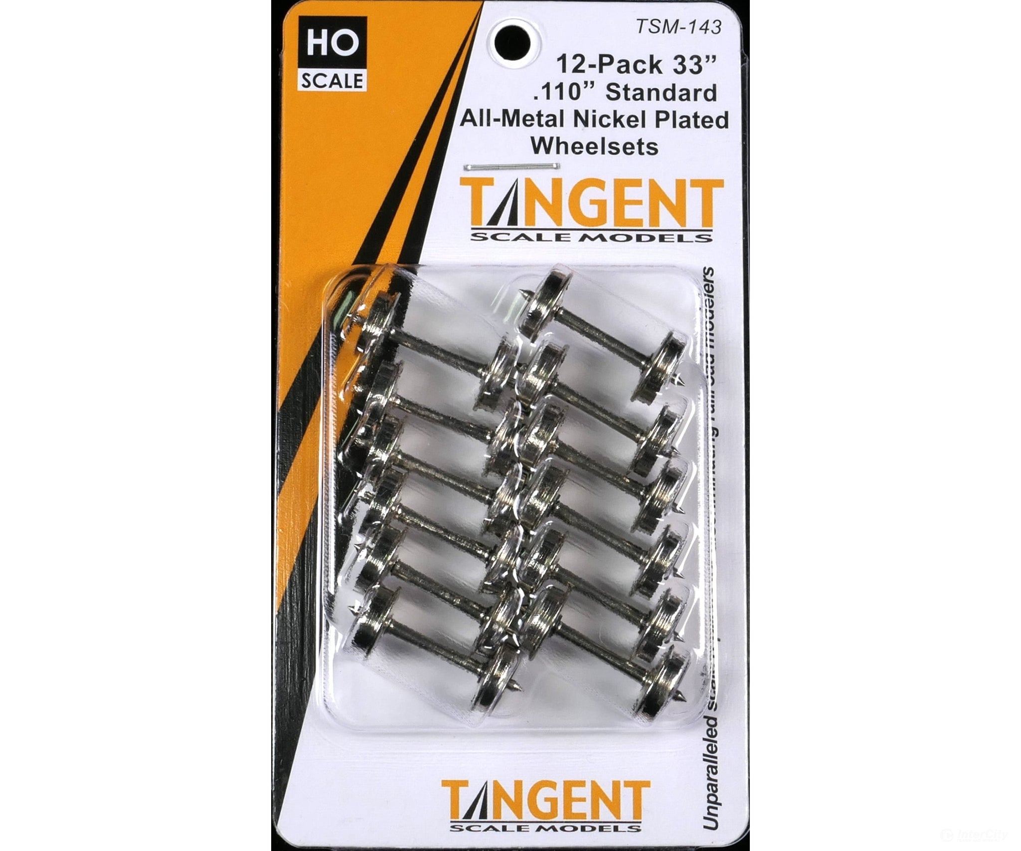 Tangent 143 HO 33 inch Normal Tread Nickel Plated All-Metal Precision Wheelsets - 12 pack - Couplers & Trucks