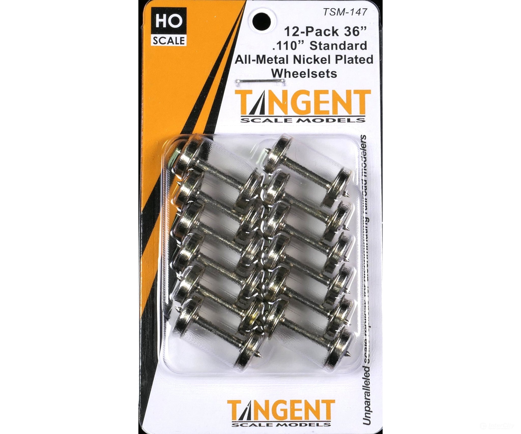 Tangent 147 HO 36 inch Normal Tread Nickel Plated All-Metal Precision Wheelsets - 12 pack - Couplers & Trucks