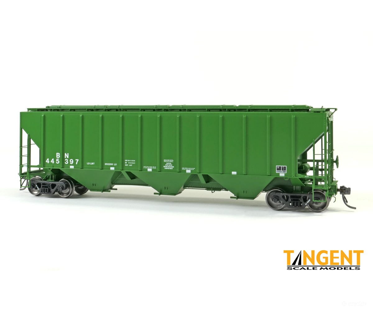 Tangent HO 21039-01 Burlington Northern (BN) “Logoless Repaint 1988” PS4427 “High Side” Covered Hopper #445206