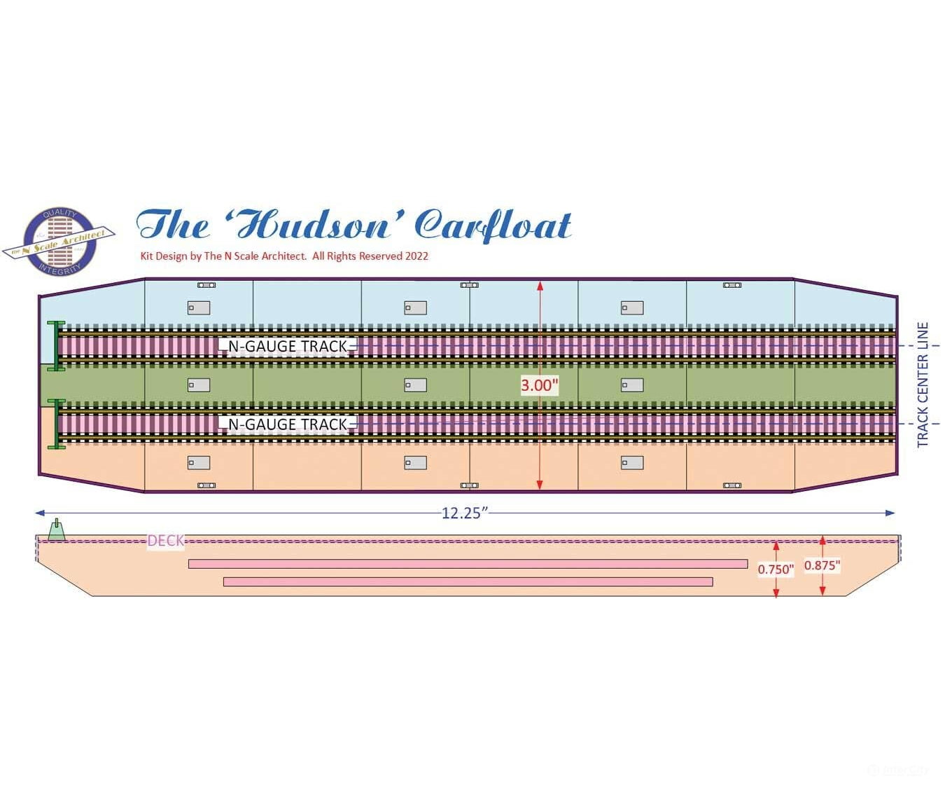 The N Scale Architect N 10061 Laser-Cut Wood Kit - The Hudson 2-Track Carfloat Structures