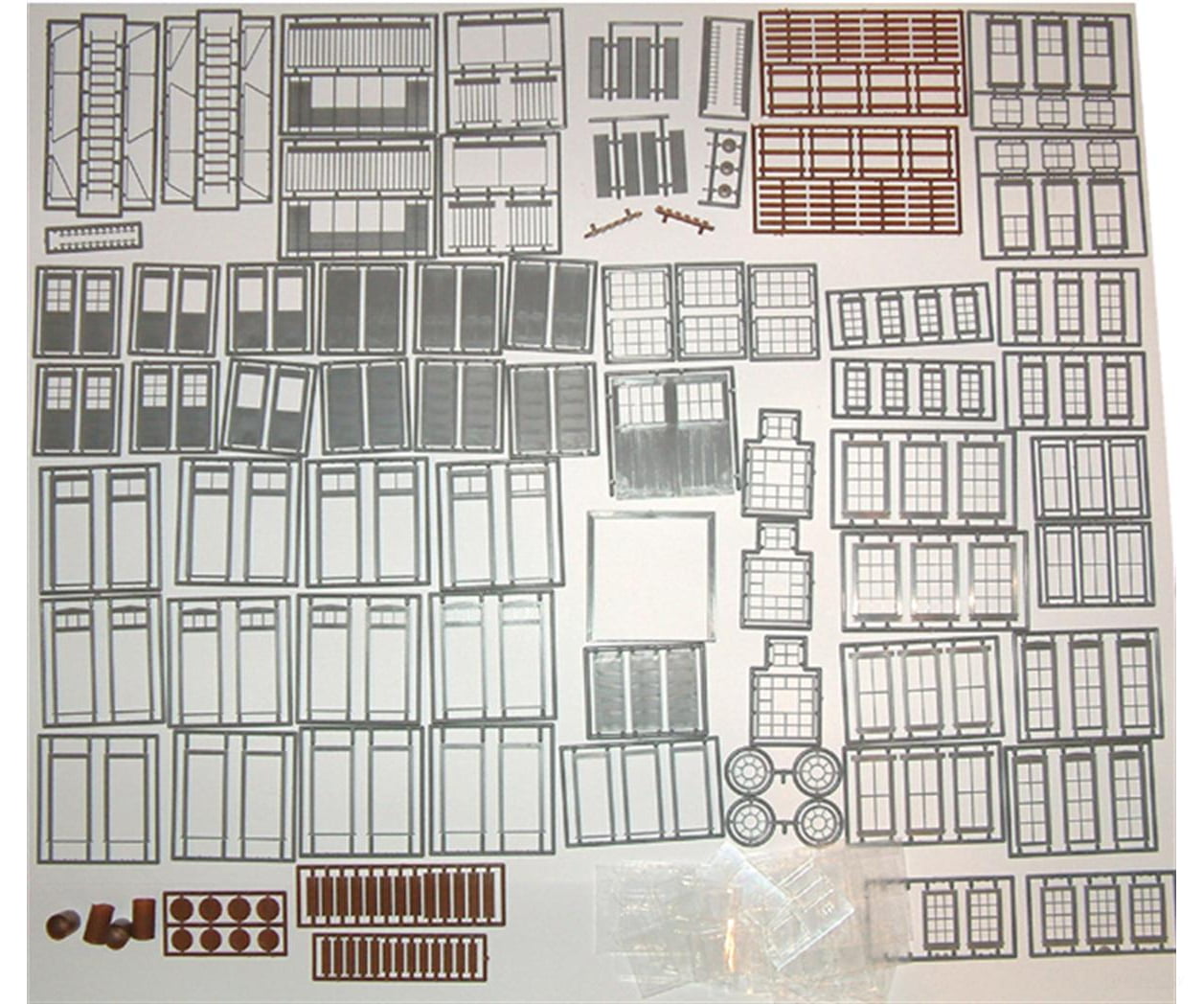 Tichy Train Group 2050 Structure Part Assortment (Styrene) -- Includes All Tichy O Scale Windows Doors Etc. - Over 200