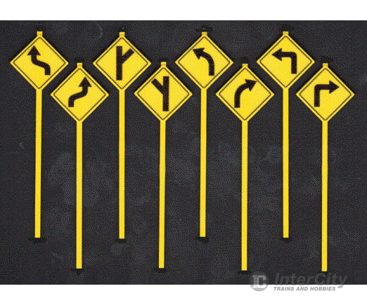 Tichy Train Group 2072 Road Path Warning Signs -- Set #1 Pkg(8) Scenery Details