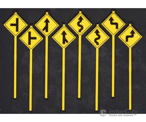 Tichy Train Group 2073 Road Path Warning Signs -- Set #2 Pkg(8) Scenery Details