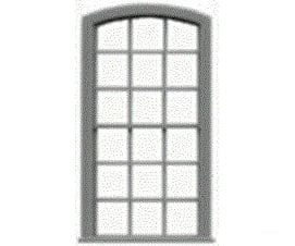 Tichy Train Group 3524 9/9 Pane Double-Hung Arch-Top Window W/Precut Glazing -- 30 X 62 Scale Fits