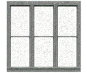 Tichy Train Group 3526 3-Unit 1/1 Double-Hung Window W/Precut Glazing -- 70 X 64 Scale Fits 1.18 1.1