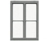 Tichy Train Group 3527 2-Unit 1/1 Double-Hung Window W/Precut Glazing -- 45 X 64 Scale Fits .79 1.1