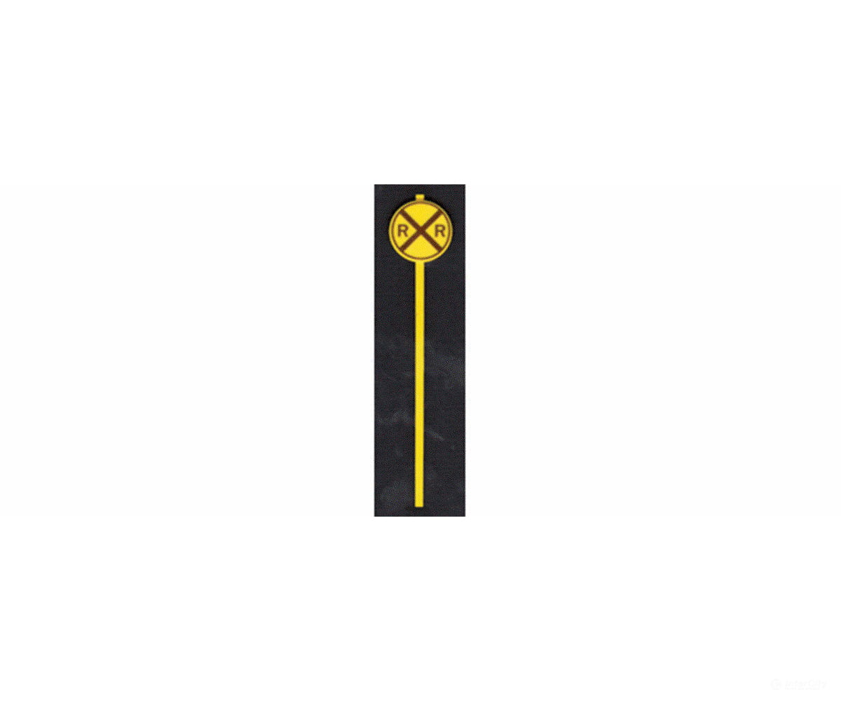 Tichy Train Group 3539 Post-1950 Early Grade Crossing Warning Sign -- Yellow Circle W/Diagonal Rxr