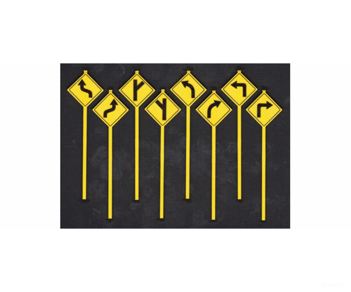 Tichy Train Group 3548 Road Path Warning Signs -- Set #1 Pkg(8) Scenery Details