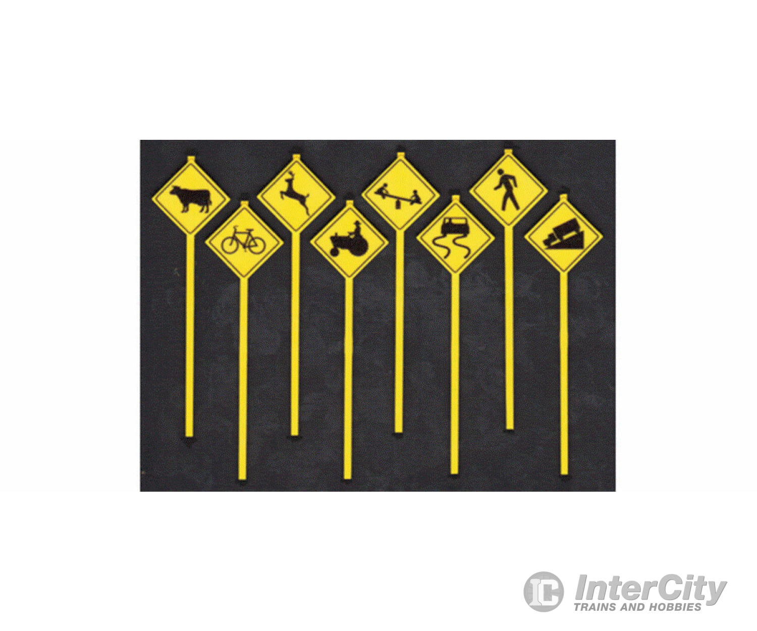 Tichy Train Group 3552 Picture Road Warning Signs -- Pkg(8) Scenery Details