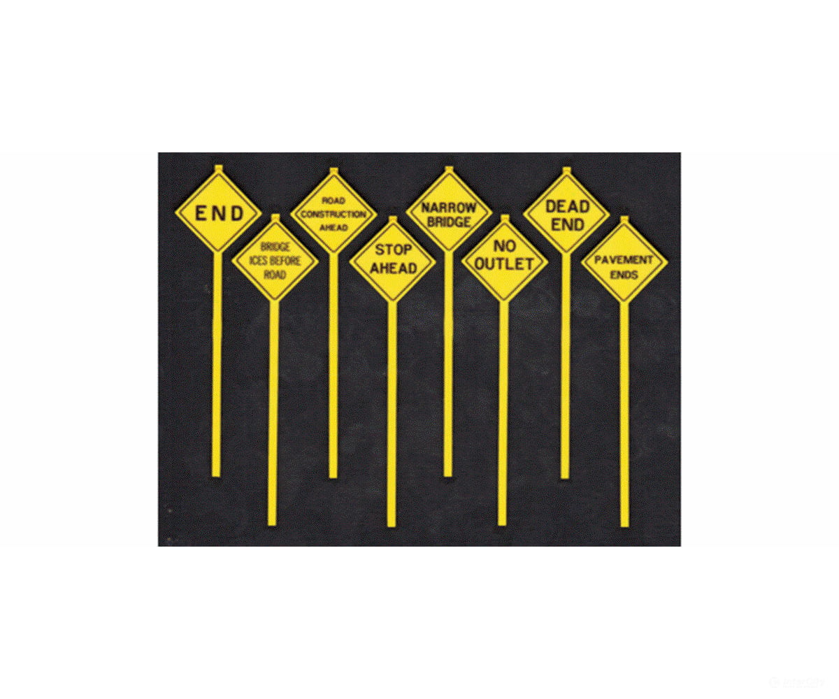 Tichy Train Group 3553 Written Road Warning Signs -- Pkg(8) Scenery Details