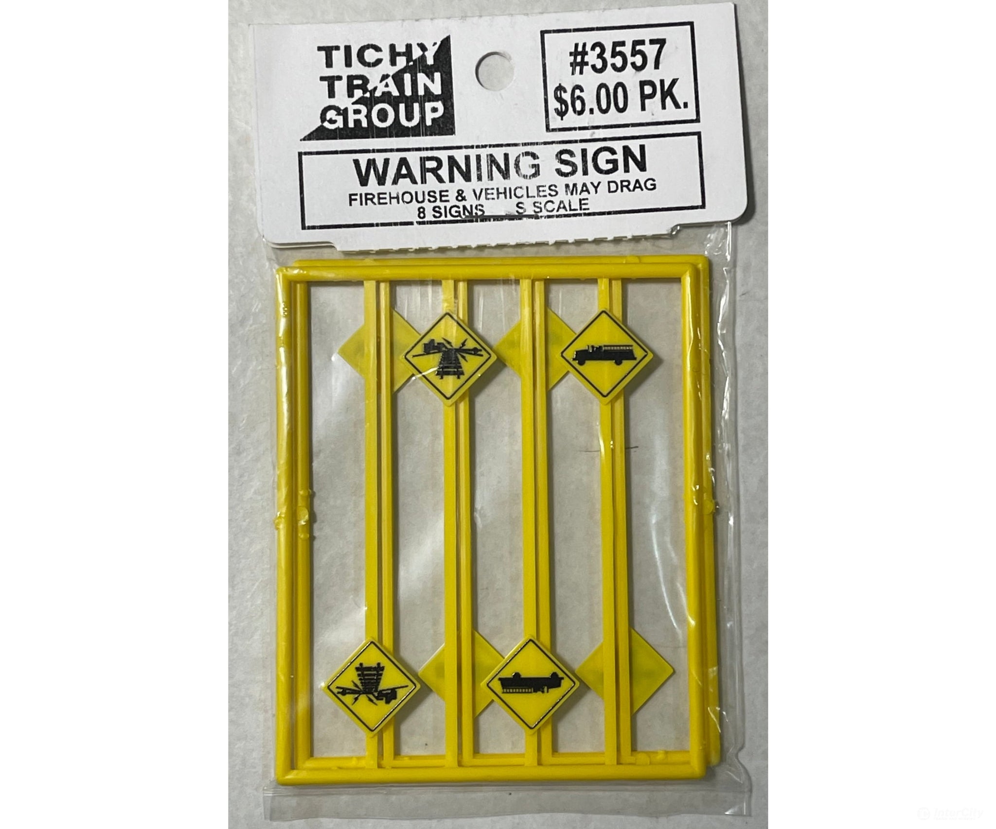 Tichy Train Group 3557 Warning Signs - Firehouse/Vehicle May Drag- pkg(8) - Scenery Details