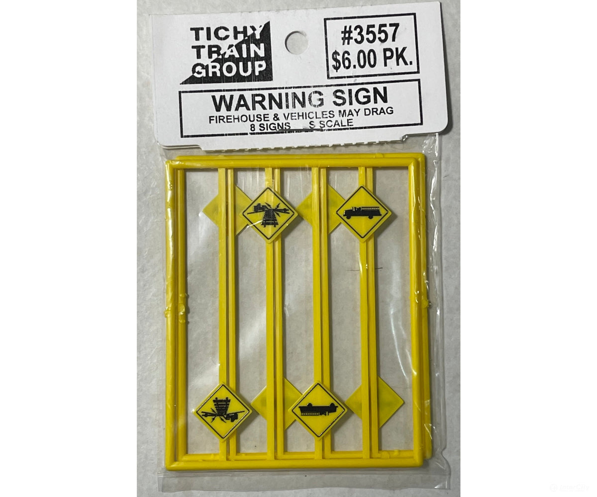 Tichy Train Group 3557 Warning Signs - Firehouse/Vehicle May Drag- pkg(8) - Scenery Details