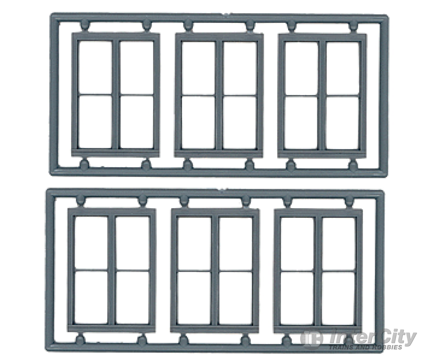 Tichy Train Group 8095 Windows - Double Hung Pkg(6) -- Two 1/1 Single-Window; Scale 100 X 92