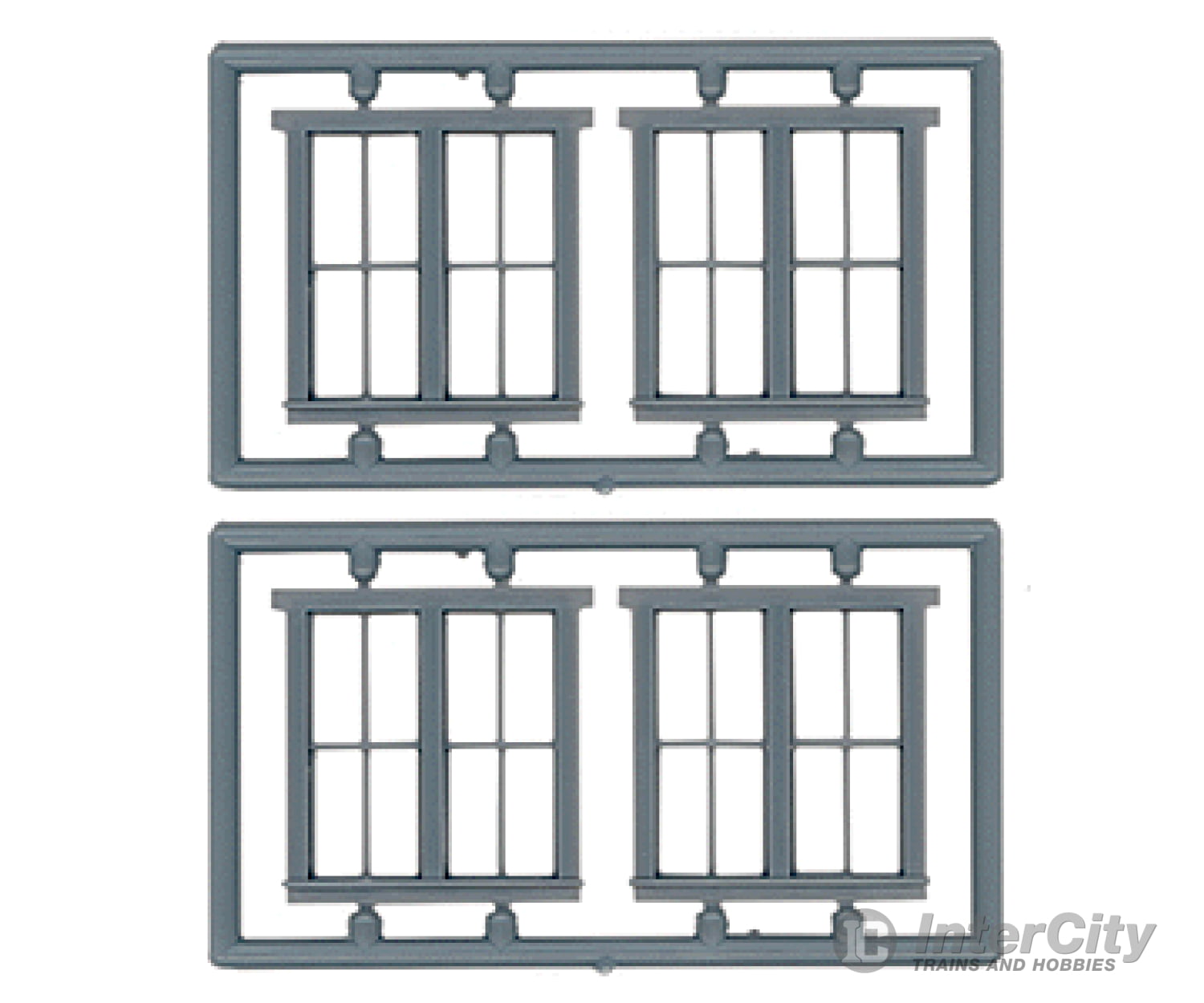 Tichy Train Group 8098 Windows - Double Hung Pkg(6) -- Two 2/2 Single Window; Scale 63 X 69 (Matches