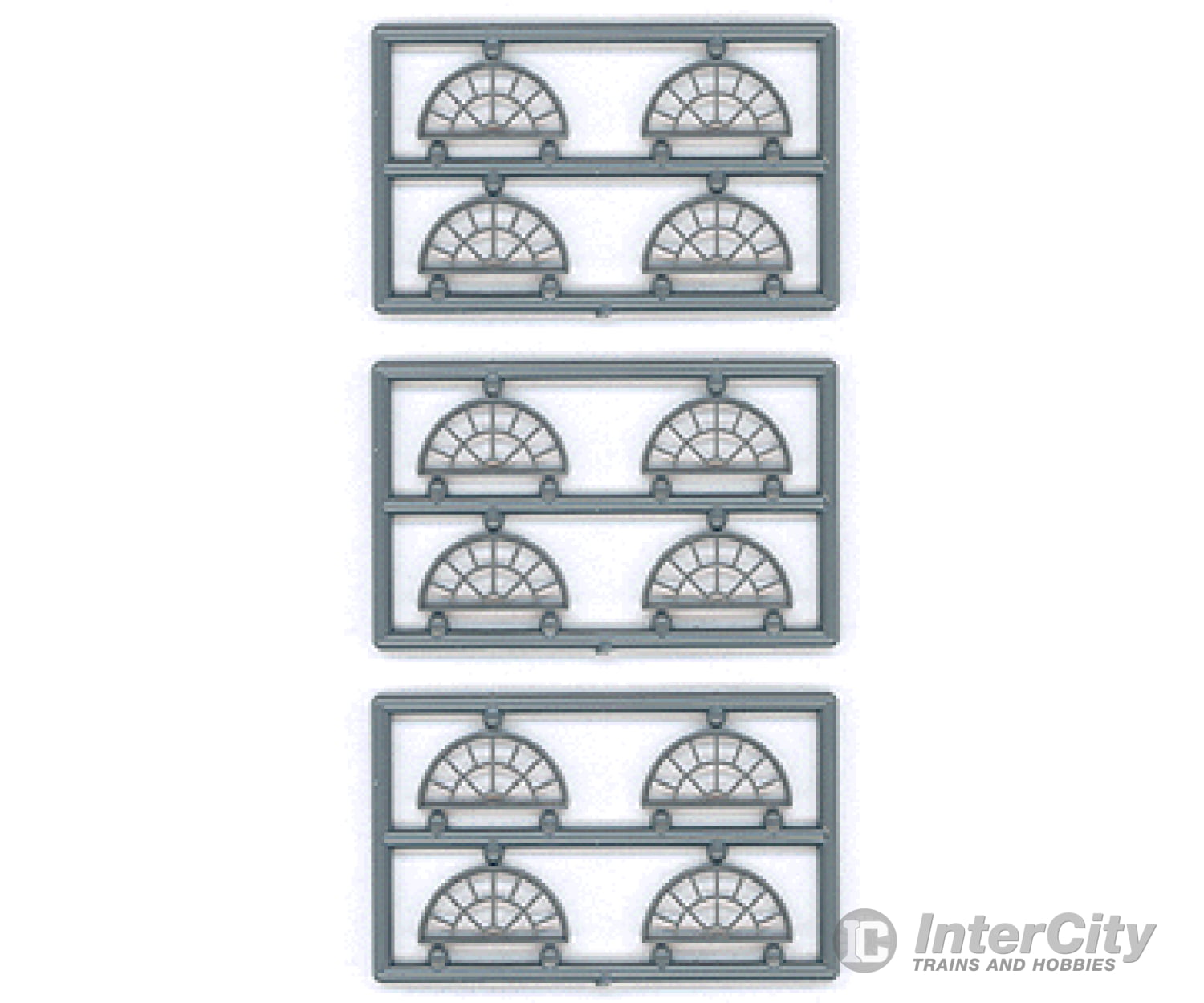 Tichy Train Group 8128 Masonry Windows - Pkg(8) -- 13 Pane Half Round (Use Over #8036 8133); 60 X 30