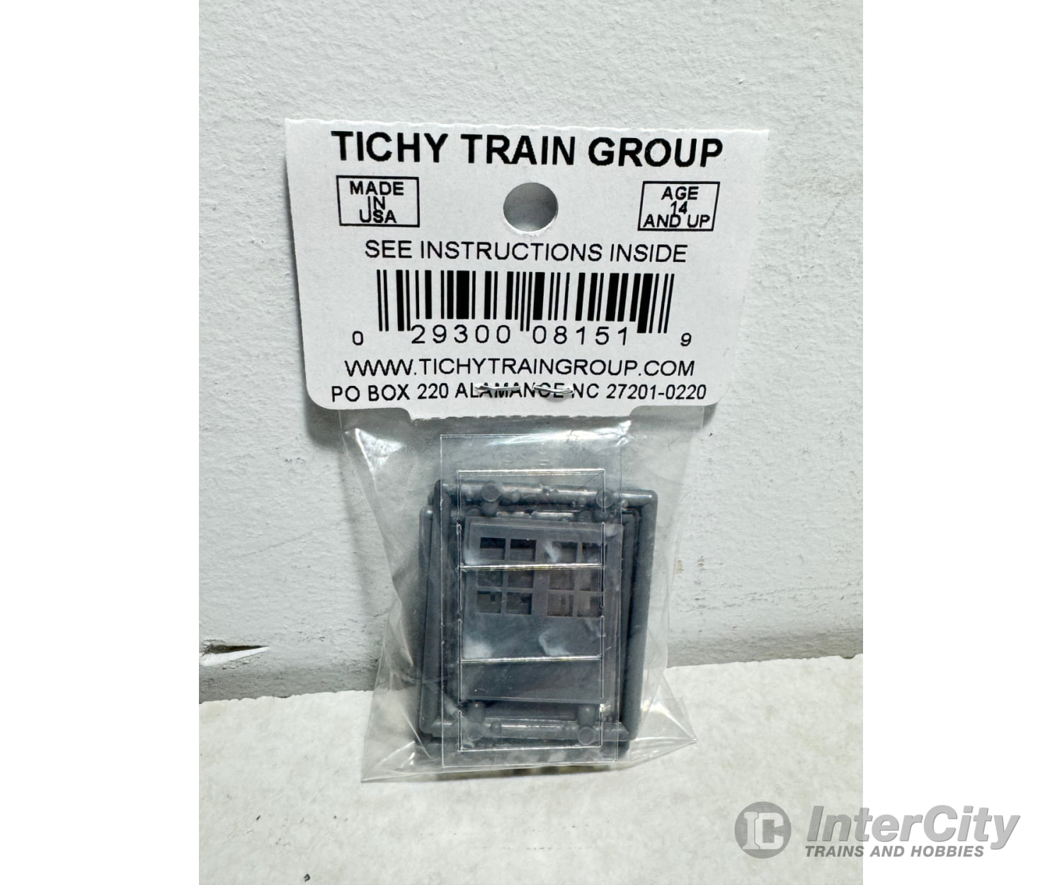 Tichy Train Group 8151 6-Lite 3-Panel Door (Gray Styrene) -- Double; Scale 66 X 80’’