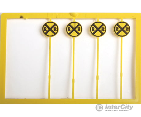 Tichy Train Group 8176 Railroad Crossing Highway Warning Sign -- Modern Yellow & Black Pkg(20)