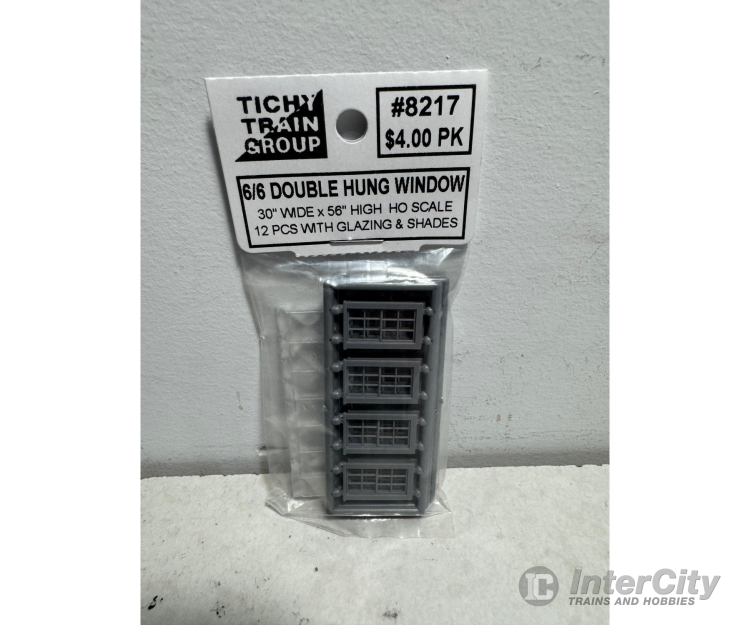 Tichy Train Group 8217 6/6 Double-Hung Window W/Glazing & Shades (Styrene) -- Scale 30 X 56’’