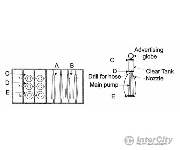 Tichy Train Group 8223 Visible Gas Pump -- Unpainted Pkg(2) Scenery Details