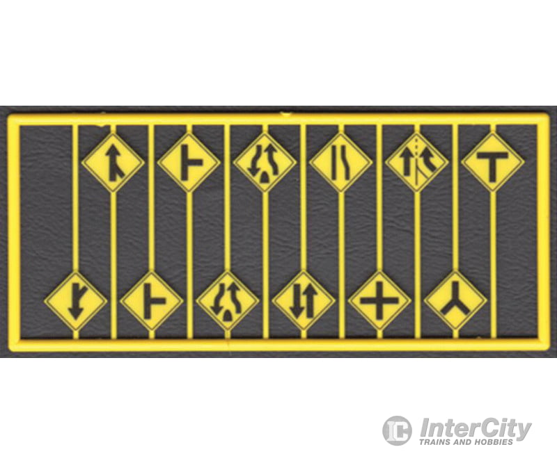 Tichy Train Group 8255 Highway Road Path (Arrow) Warning Signs -- Yellow W/Black Print 12 Different