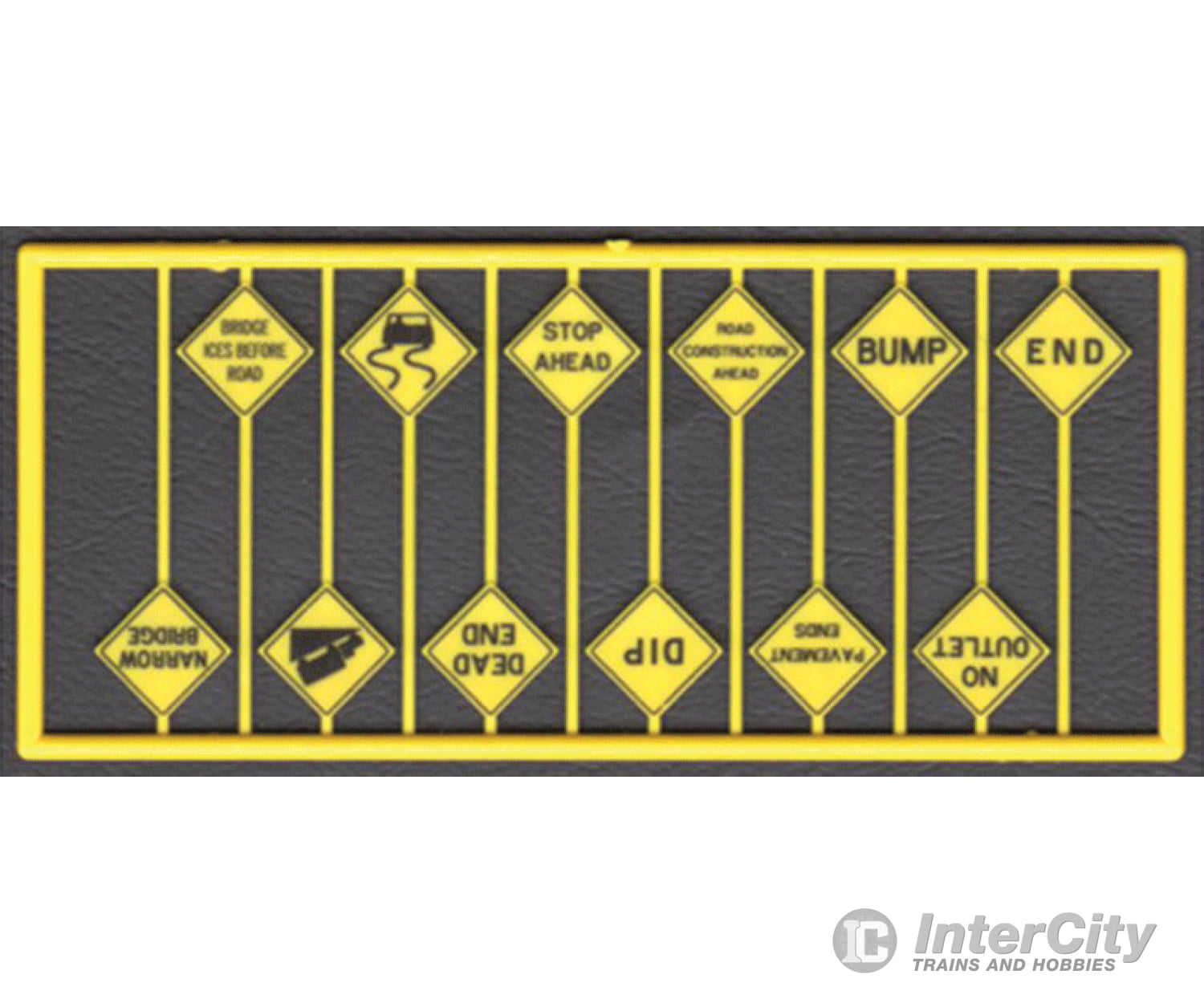 Tichy Train Group 8256 Highway Written Warning Signs -- Yellow W/Black Print 12 Different Scenery