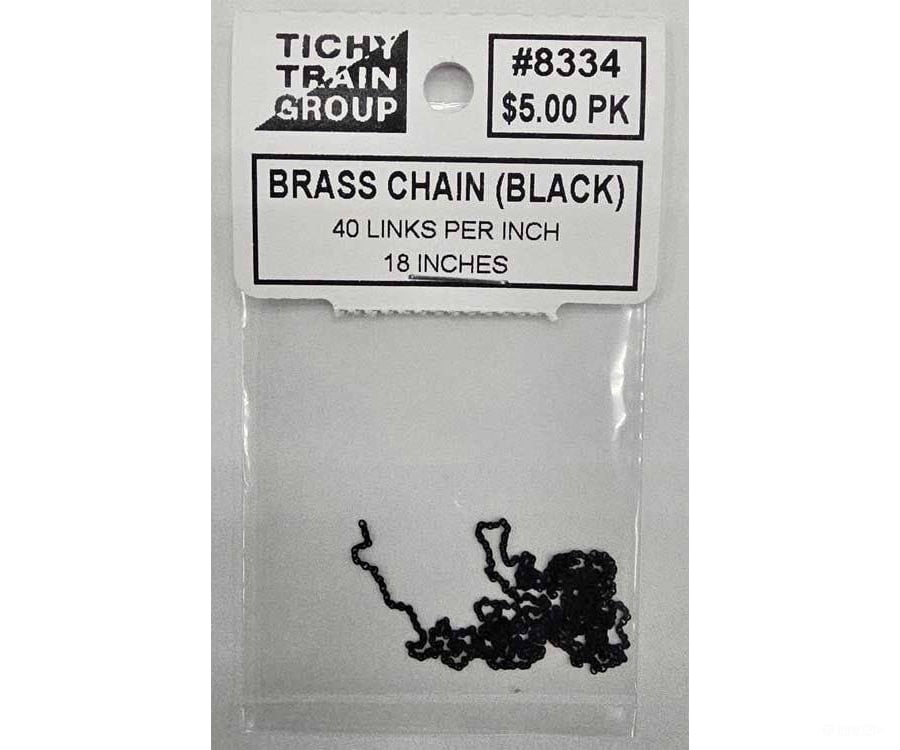 Tichy Train Group 8334 Blackened Brass Chain - 40 Links Per Inch 18’’ 45.7cm Length Scratch Building Supplies