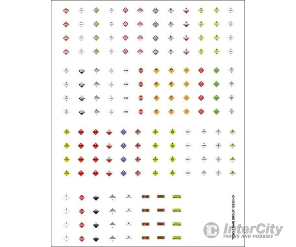 Tichy Train Group Ho 10259 Railroad Decal Set -- Hazardous Materials Placards Pkg(170) Decals