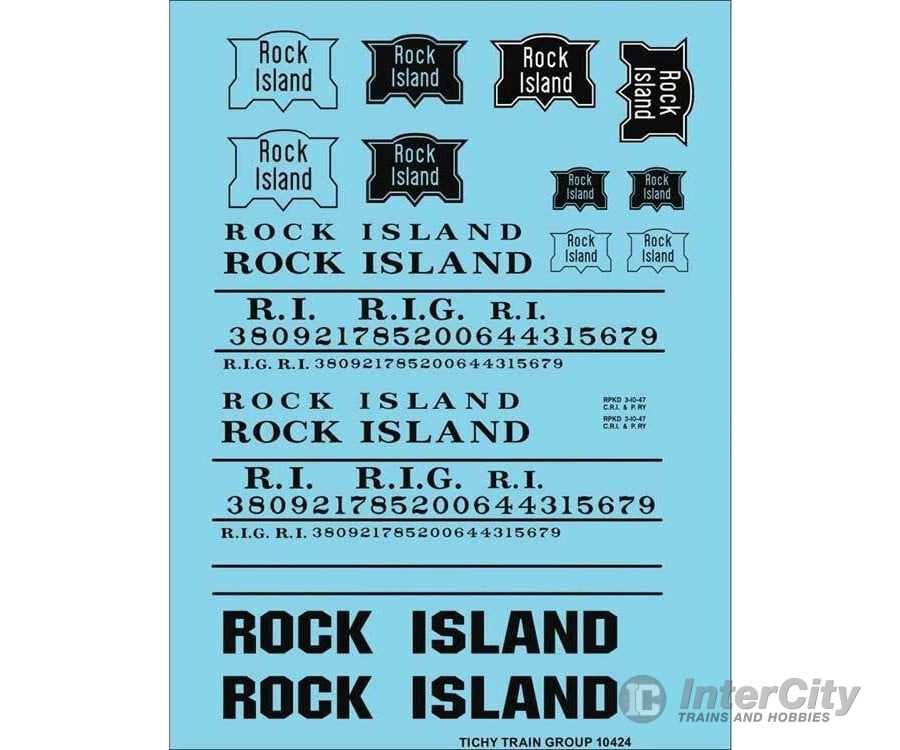 Tichy Train Group Ho 10424 Railroad Decal Set - Rock Island Roadname (Black) Decals