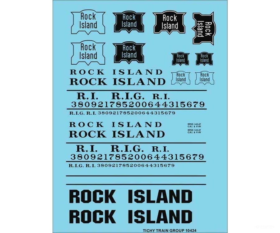 Tichy Train Group Ho 10424 Railroad Decal Set - Rock Island Roadname (Black) Decals