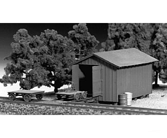 Tichy Train Group 7011 Handcar Shed W/Handcar & Trailer -- Kit - 1-5/8 X 2-11/16 4.1 6.8Cm