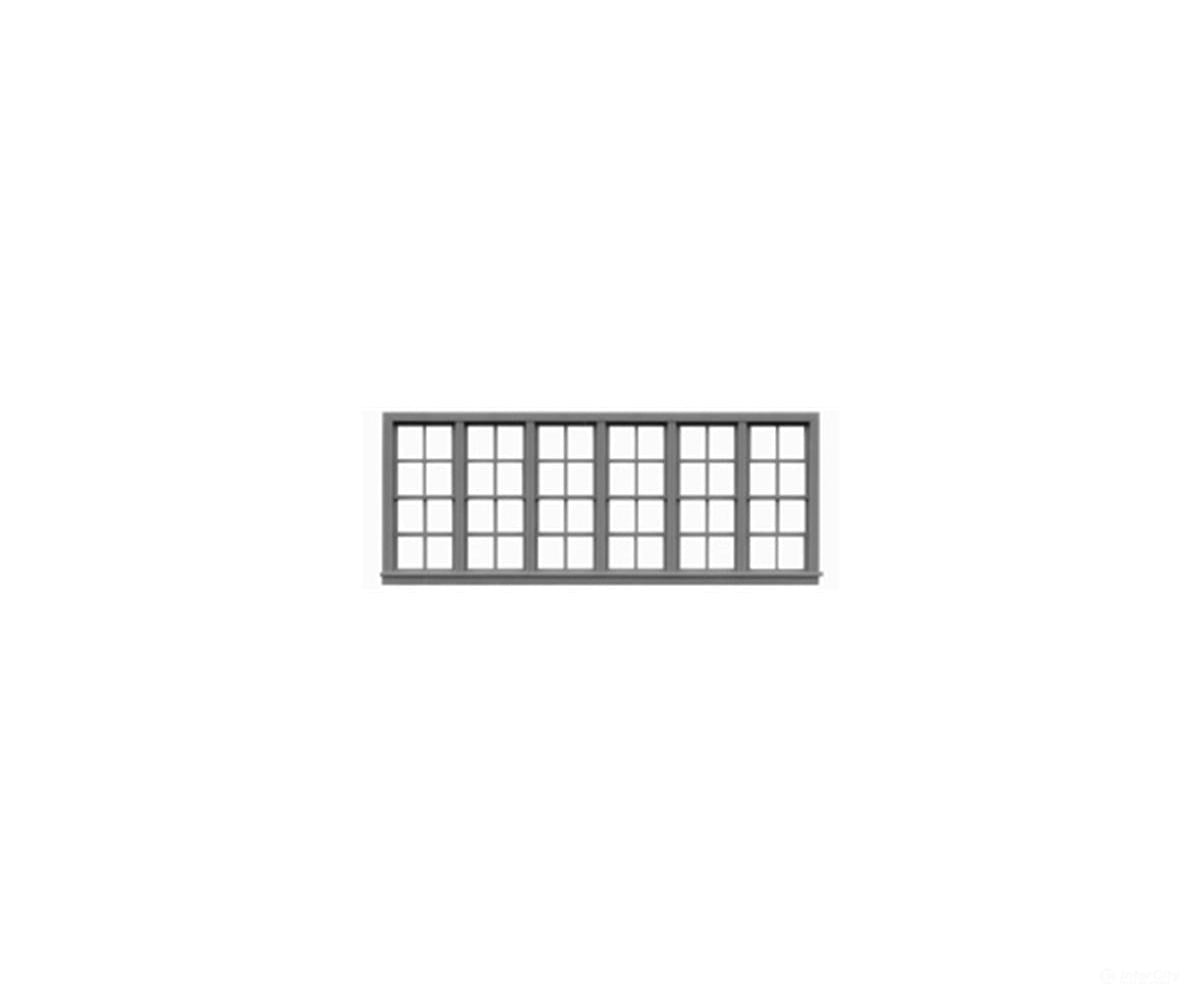 Tichy Train Group 8065 Windows - Six Unit Double Hung pkg(3) -- 4/4; Scale 180’’ Wide x 64’’ High (Fits 2.11 x.80’’