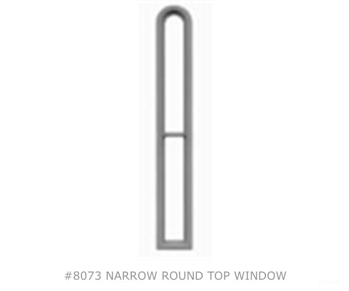 Tichy Train Group 8073 Windows - Narrow pkg(12) -- 1/1 Round Top; Scale 12’’ Wide x 96’’ High - Scratch Building