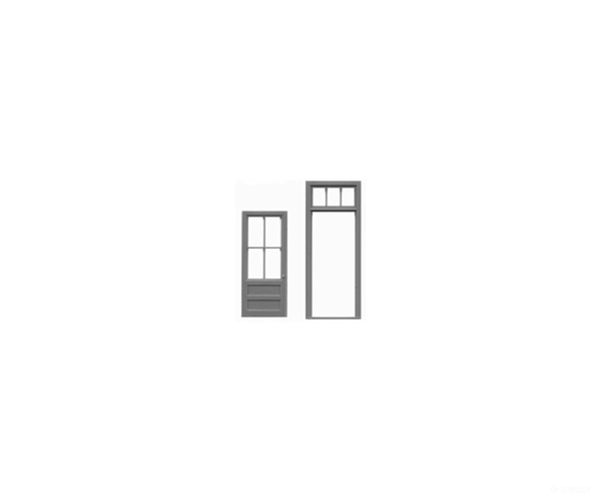 Tichy Train Group 8119 Doors - 3 Sets -- Framed Door w/Transom & Frame - Scratch Building Supplies