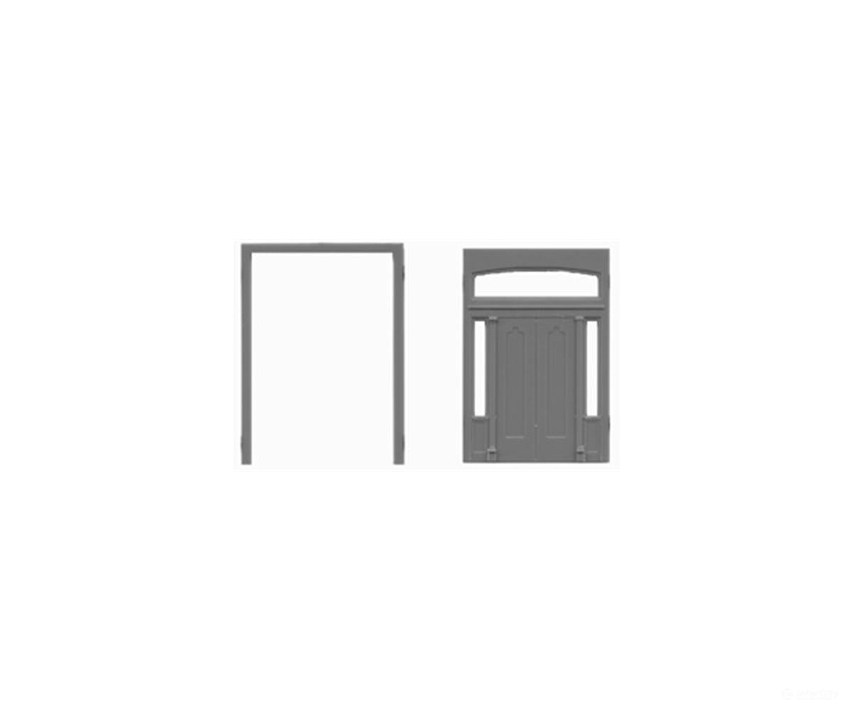 Tichy Train Group 8121 Double Door w/Sidelights & Transom Separate Frame; pkg(3) -- 89-1/2 x 130’’ (Fits 1.075 x 1.53’’