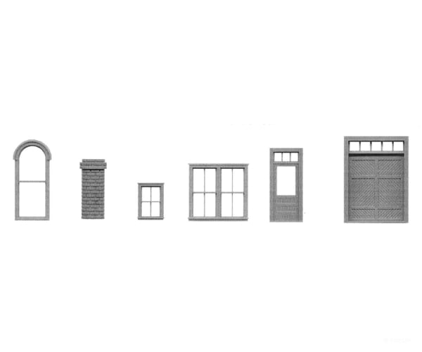 Tichy Train Group 8134 Window/Door Assortment Ii - Pkg(130) -- One Each #8092 8133; 22 Doors 48