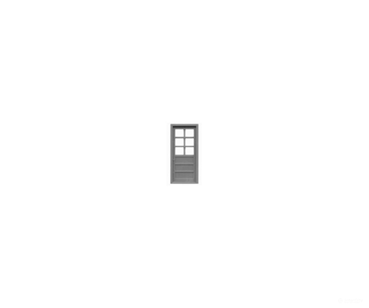 Tichy Train Group 8150 6-Light 3-Panel Door (Gray Styrene) -- Single; Scale 33 x 80’’ Fits.415 x.965’’ Opening - pkg(4)
