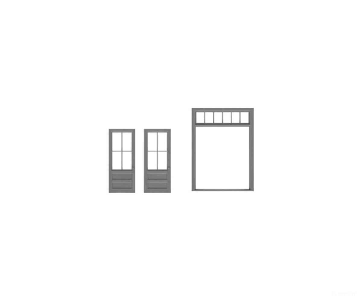 Tichy Train Group 8189 4-Lite Double Door w/Separate Frame w/6-Lite Transom pkg(2) -- Scale 39 x 92’’ (Fits.965 x