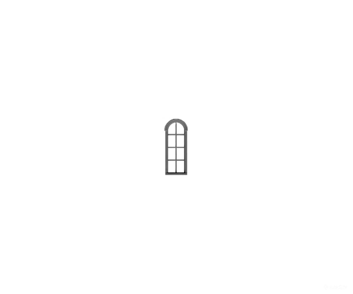 Tichy Train Group 8202 Windows - 4/4 Round Top (Unpainted Gray Plastic pkg(12) -- Double Hung Scale 24 x 78’’ Fits.34