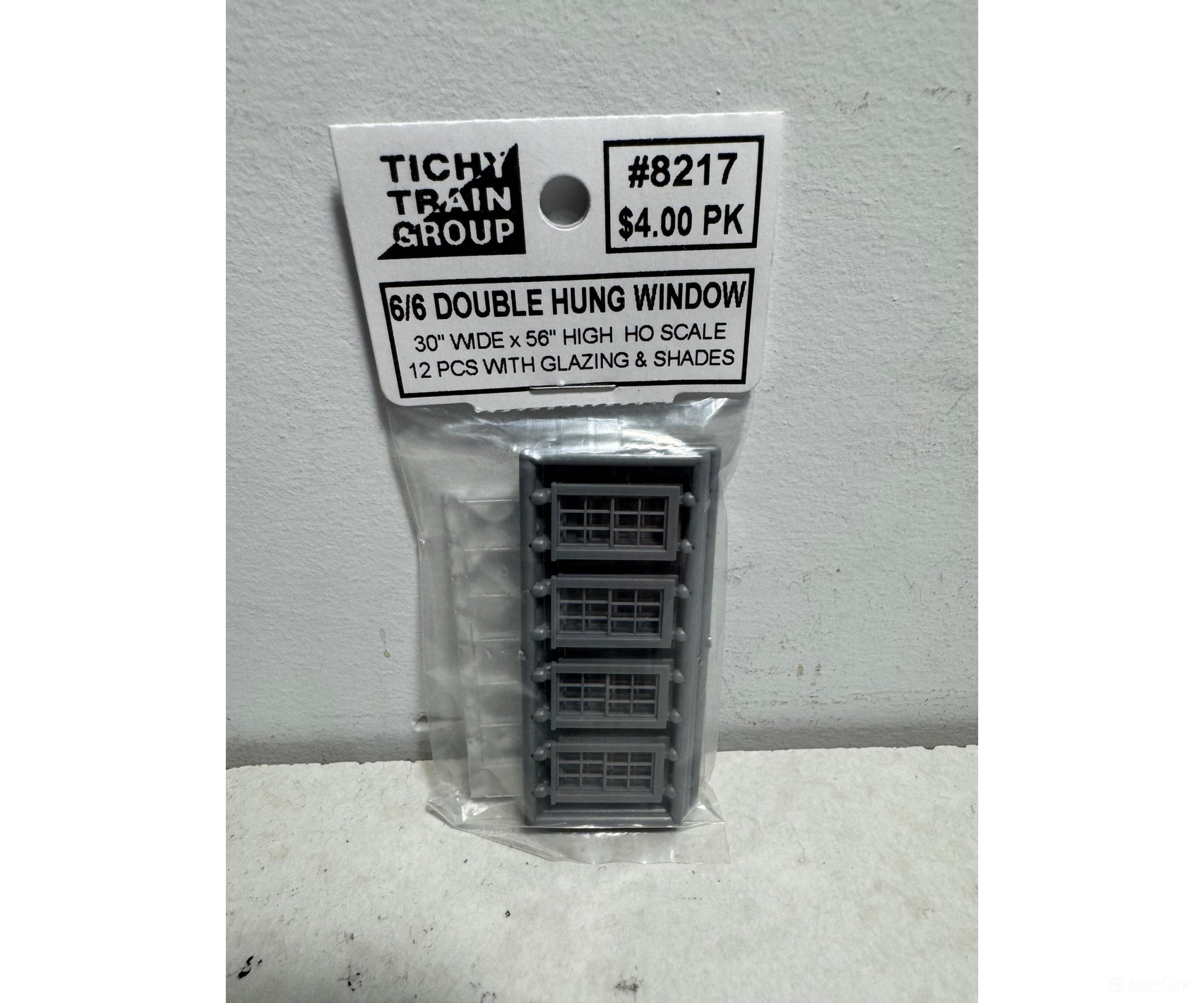 Tichy Train Group 8217 6/6 Double-Hung Window W/Glazing & Shades (Styrene) -- Scale 30 X 56’’