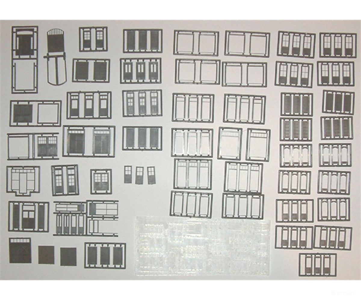 Tichy Train Group HO 8220 Styrene Door Assortment -- 76 Doors 36 Styles - Scratch Building Supplies