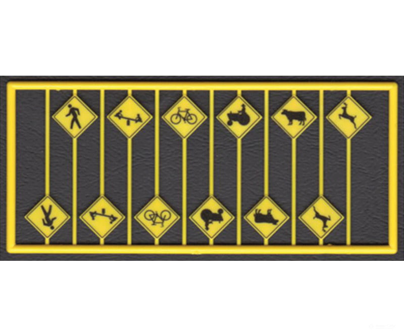 Tichy Train Group 8253 Highway Picture Warning Signs -- Yellow W/Black Print 12 Pieces 2 Each Of 6