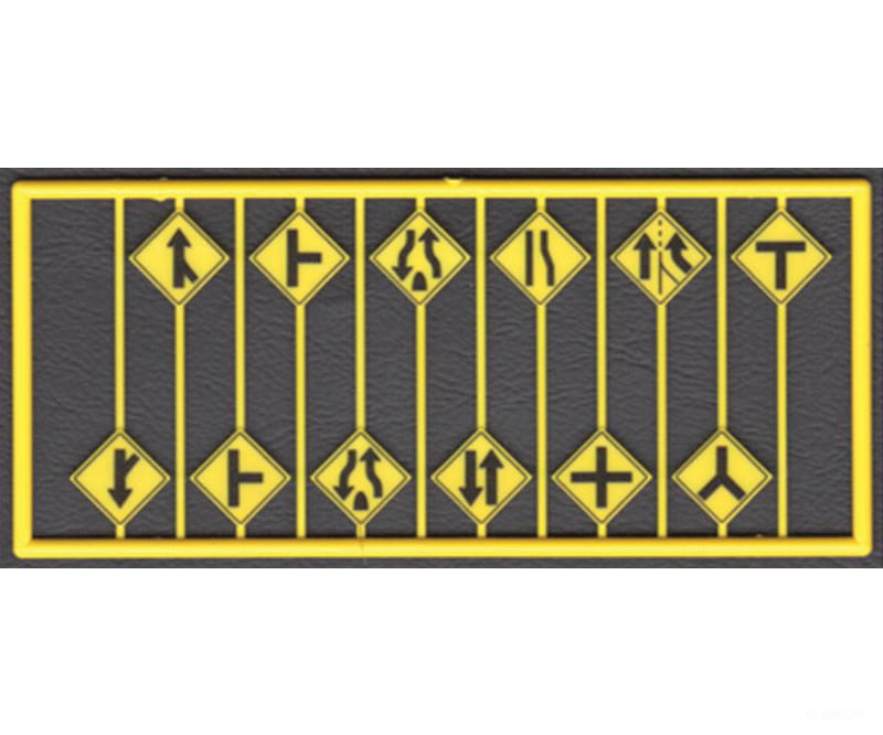 Tichy Train Group 8255 Highway Road Path (Arrow) Warning Signs -- Yellow W/Black Print 12 Different