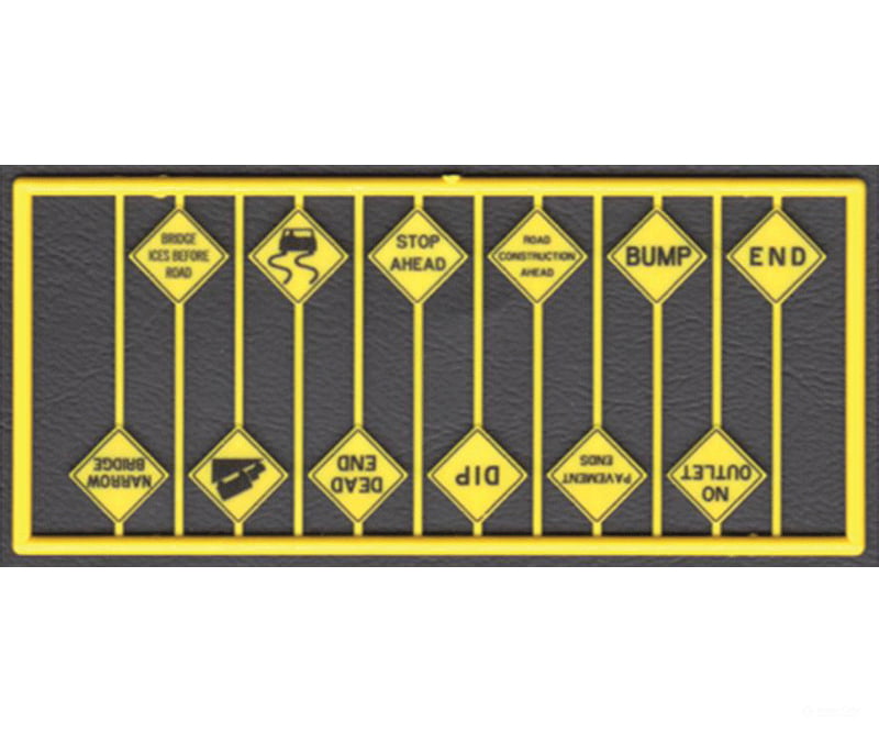 Tichy Train Group 8256 Highway Written Warning Signs -- Yellow W/Black Print 12 Different Scenery