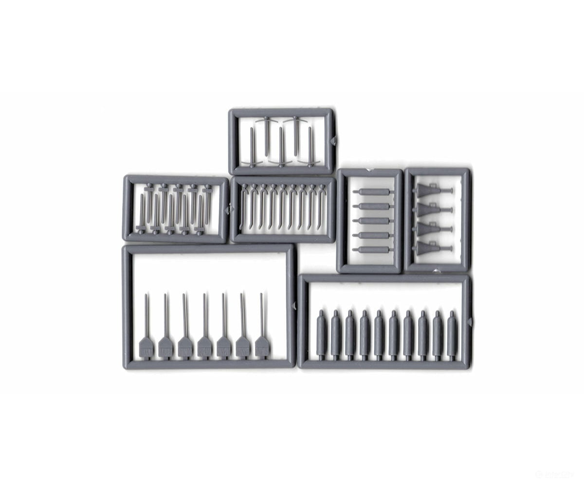 Tichy Train Group 8290 Assorted Tools -- 49 Pieces (Unpainted) Scenery Details