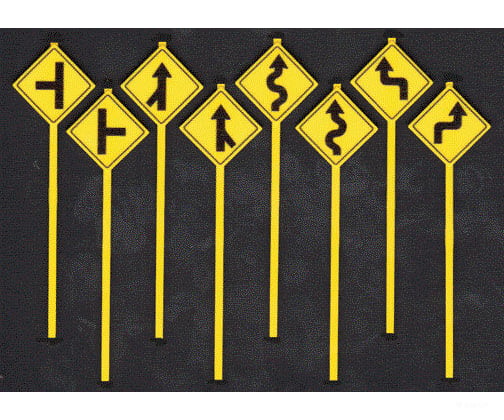 Tichy Train Group 2073 Road Path Warning Signs -- Set #2 Pkg(8) Scenery Details