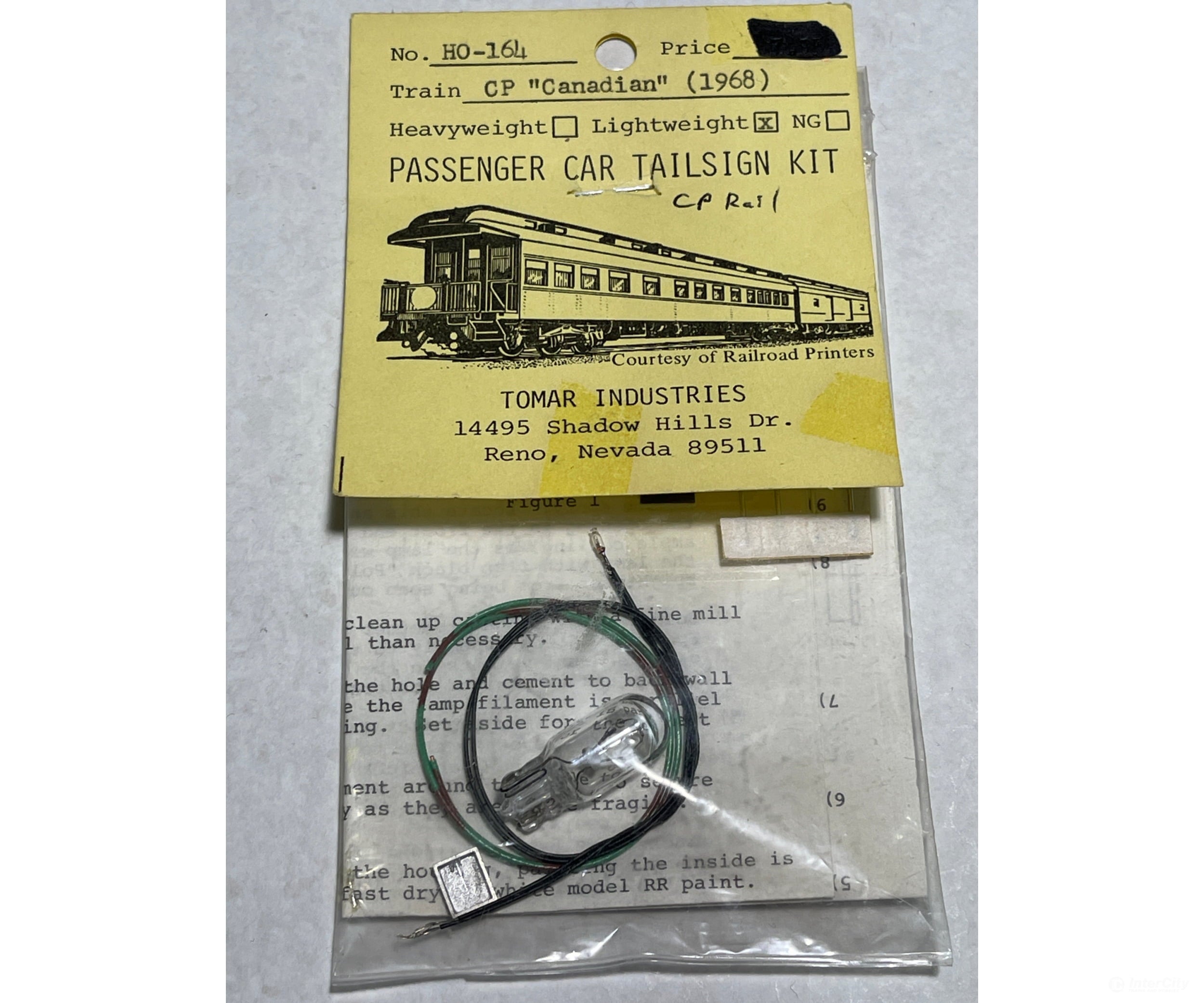 Tomar Industries Ho Passenger Car Tailsign/Drumhead Kit - Lightweight Cp Rail Multimark ’The