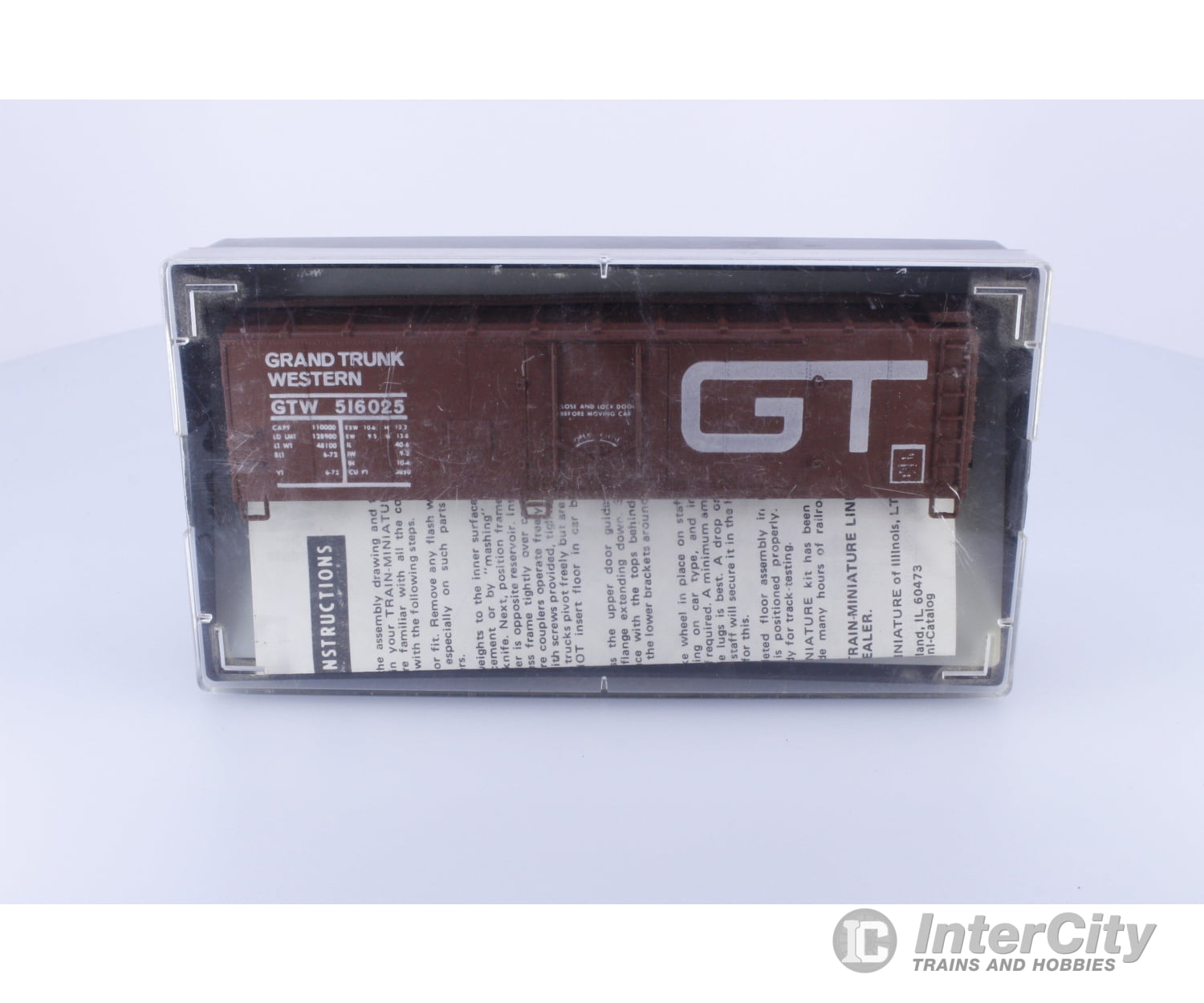 Train Miniature Ltd. 3209 HO 40’ Plug Door Box Kit Grand Trunk Western (GTW) 516025 Freight Cars