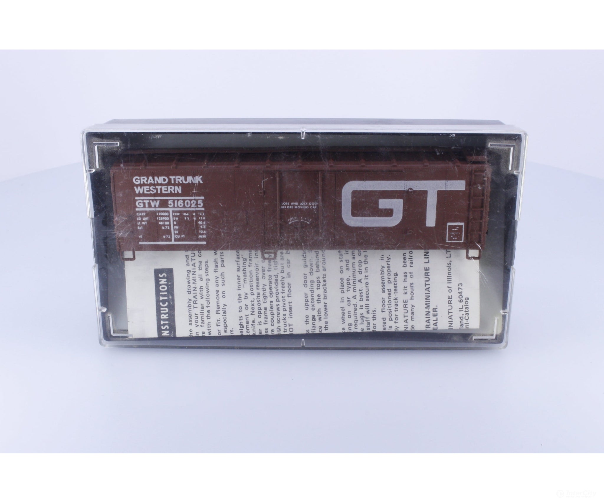 Train Miniature Ltd. 3209 HO 40’ Plug Door Box Kit Grand Trunk Western (GTW) 516025 Freight Cars