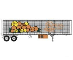 Trainworx Inc Ho 8025501 40’ Corrugated Reefer Trailer - Assembled -- Sunkist Citrus No. 1