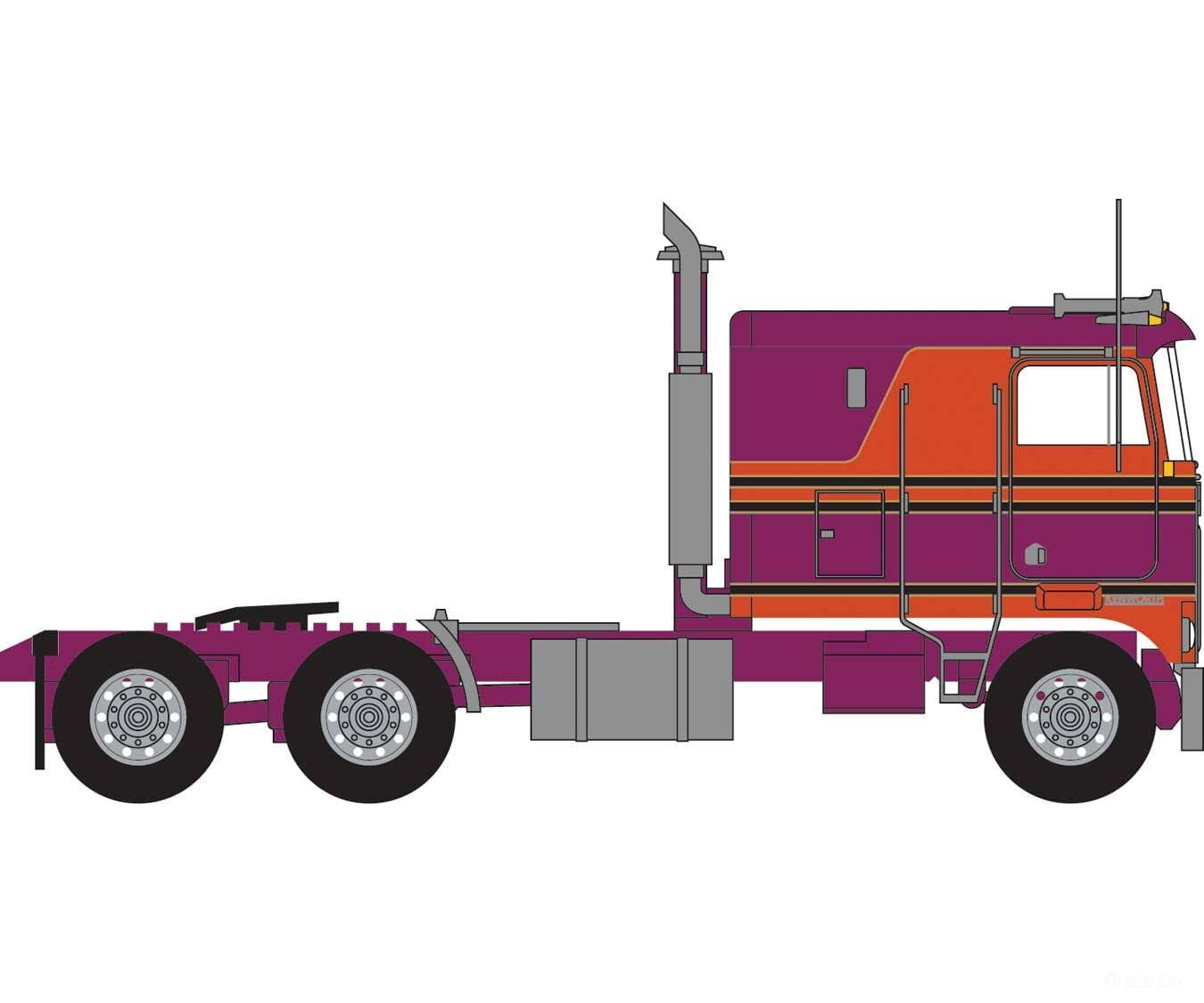 Trainworx N 41053 1970s Kenworth K100 Salem Tractor w/VIT Flat-Top Sleeper Cab - Assembled - Burgundy Orange Cars &